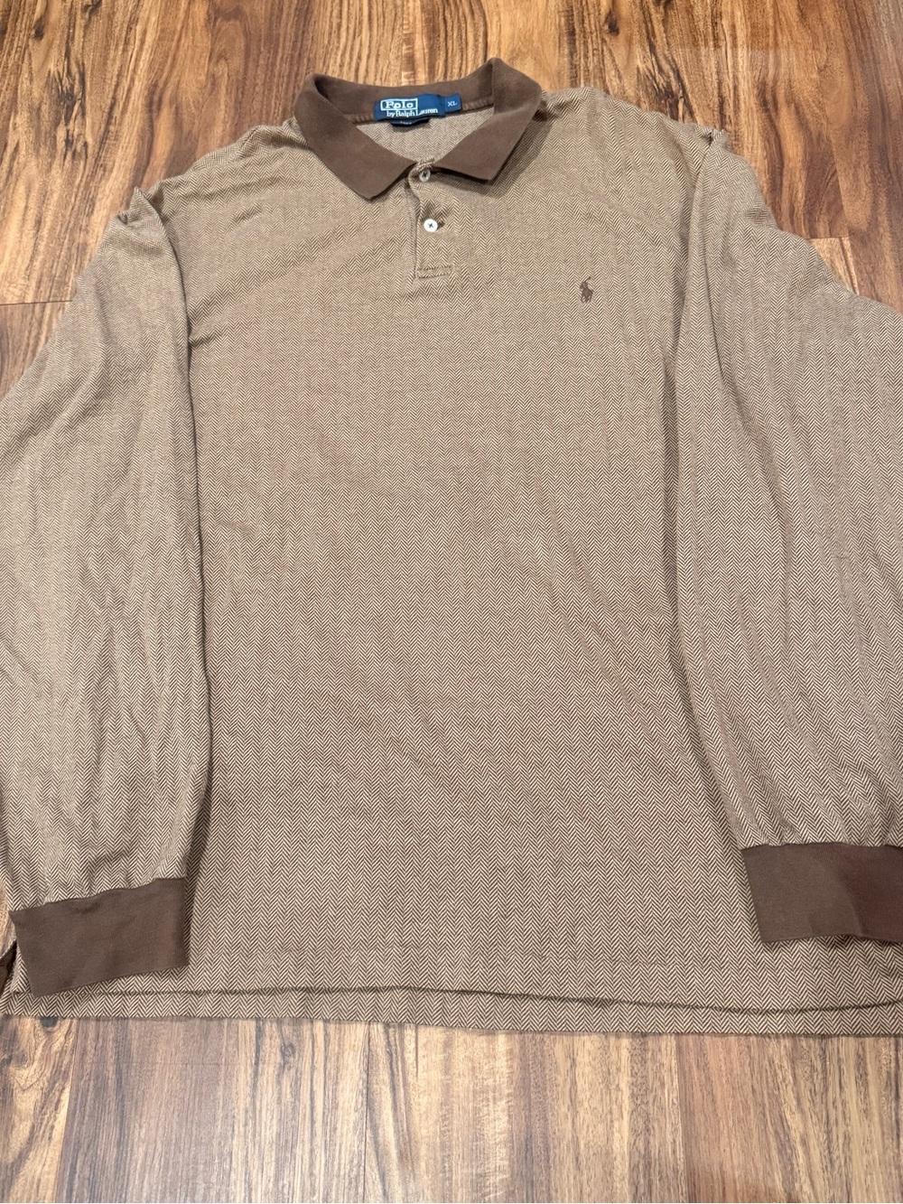 Vintage Polo Ralph Lauren Herringbone Pima Cotton XL Shirt 90s Old Money Estate